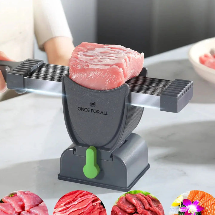 One for All Miniature Manual Stainless Steel Fresh Meat Cutter Chopper for Meat Slicing Strips Dices for Home Kitchen