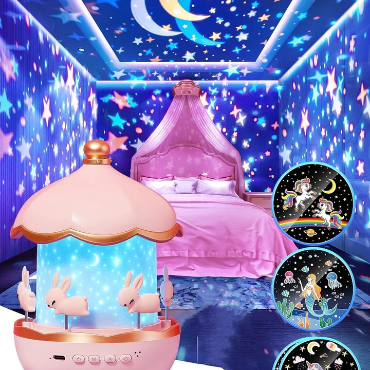 Night Light Projector Kids Nursery Children Room Space Rotation USB Rechargeable Led Night Lamp 12 Films Birthday Christmas Gift