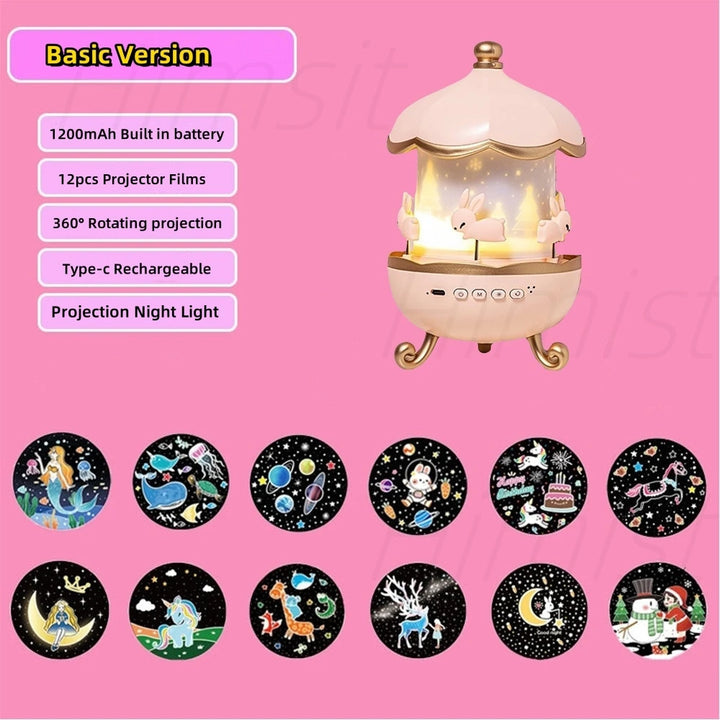Night Light Projector Kids Nursery Children Room Space Rotation USB Rechargeable Led Night Lamp 12 Films Birthday Christmas Gift